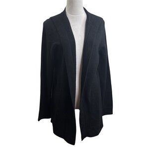 Style Portfolio 2 ply Cashmere Hooded Open Long Length Cardigan Black Size XL
